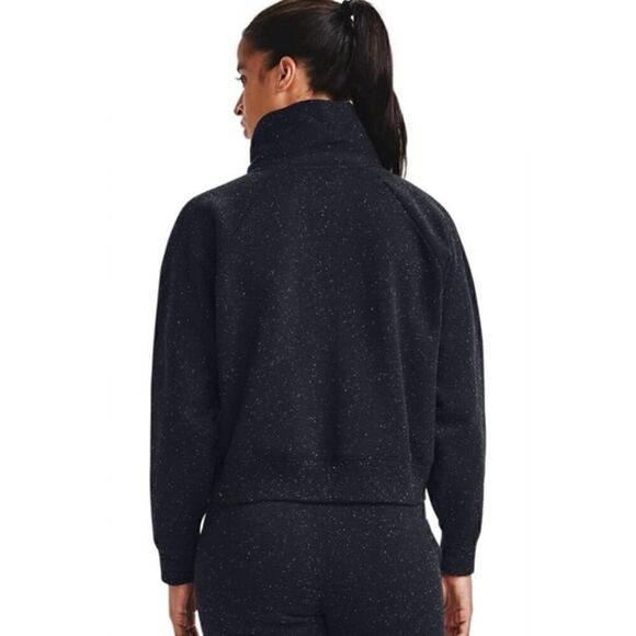 Under Armour Women's Black Fleck Rival Fleece Wrap Neck Loose Cropped Pullover S - Picture 4 of 7